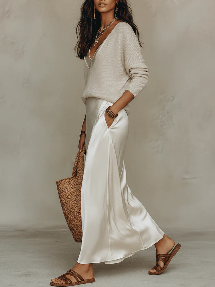 Vestido Maxi de Cetim Chic par - Fly Line avaliação e preço